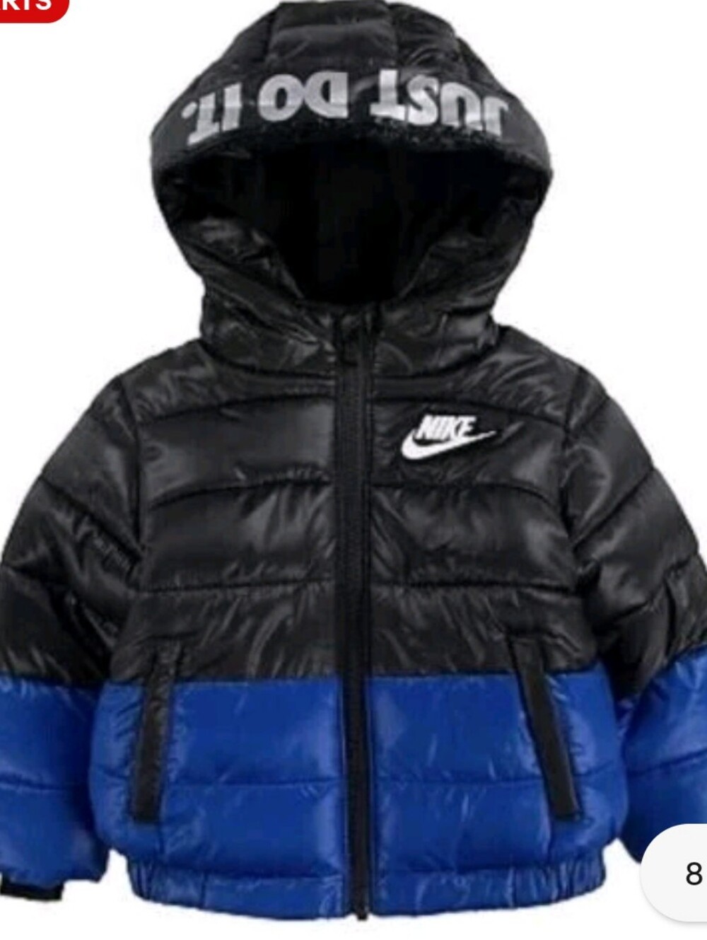 Nike Boys Colorblock Hooded Puffer Jacket - Black & Blue